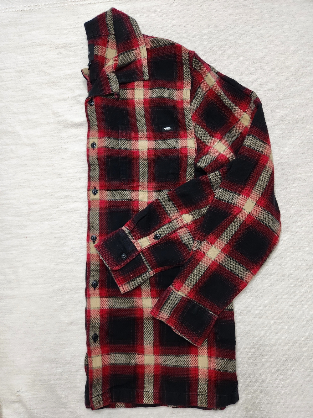 Vans "Krug Woven" Crepe Weave Dobby Plaid Medium Flannel in Black/Chili Pepper